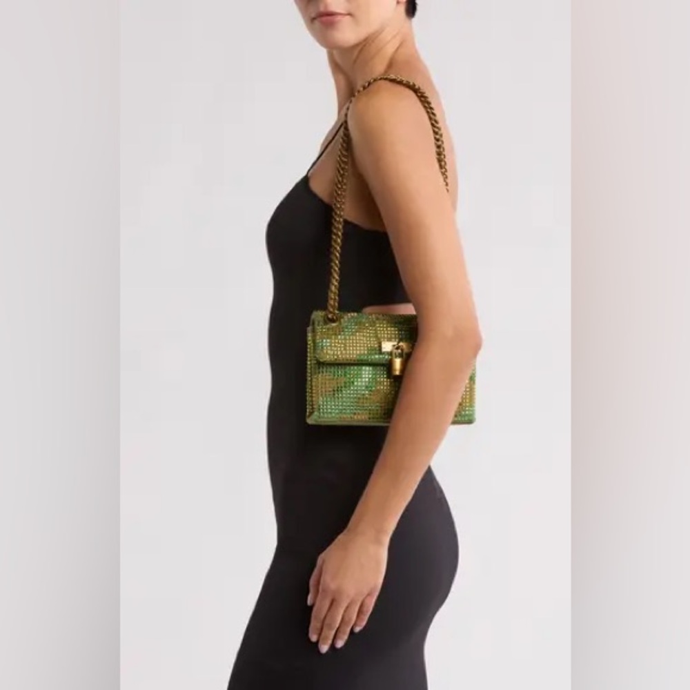 NWOT Kurt Geiger Mini Brixton Crystal Shoulder Bag | Open Green